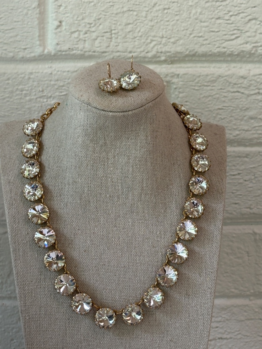J. Crew Gold and Silver Crystal Necklace with Matching Earrings - Picture 3 of 3